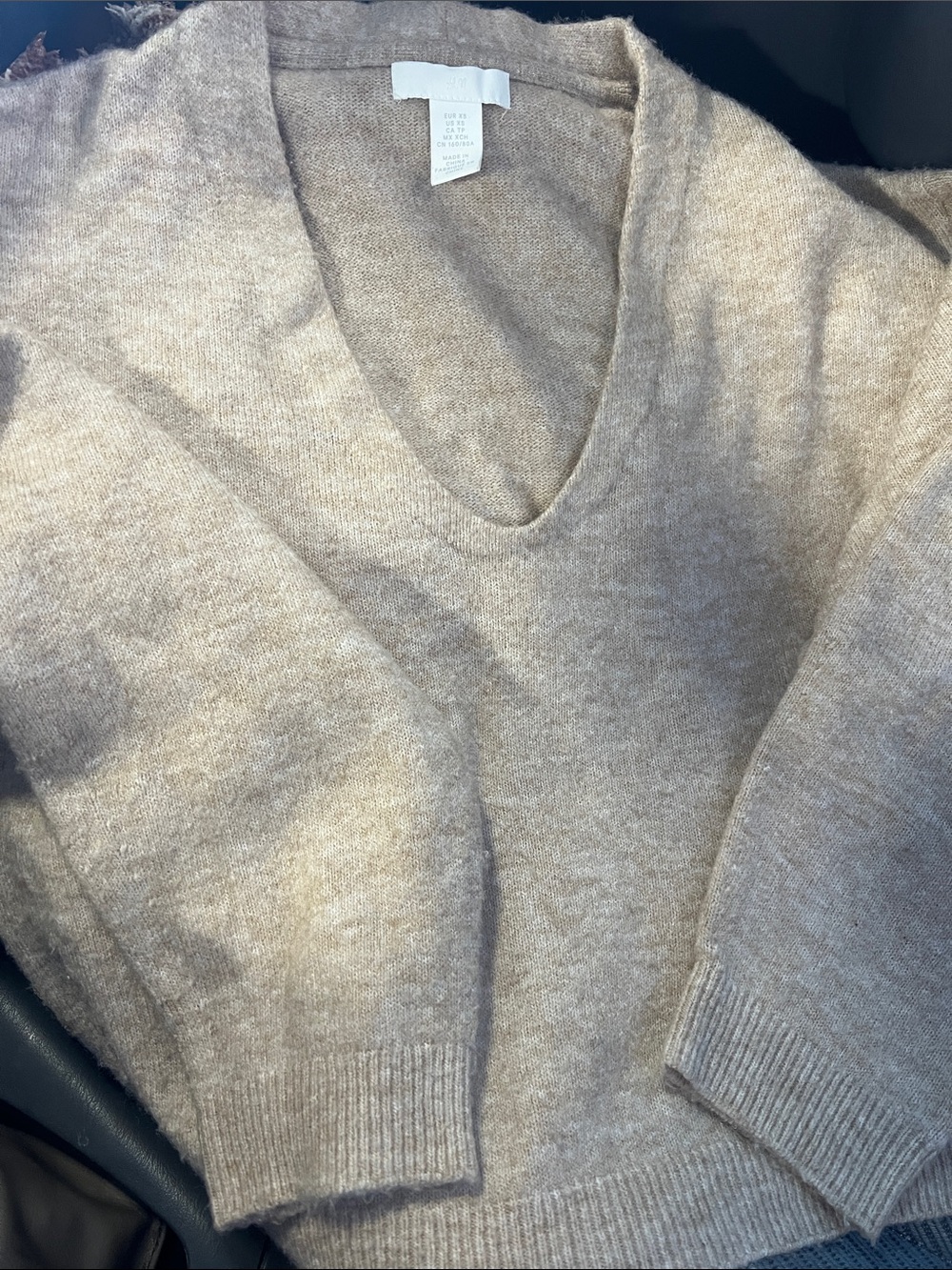 H&M Women's V-Neck Sweater in Light Taupe